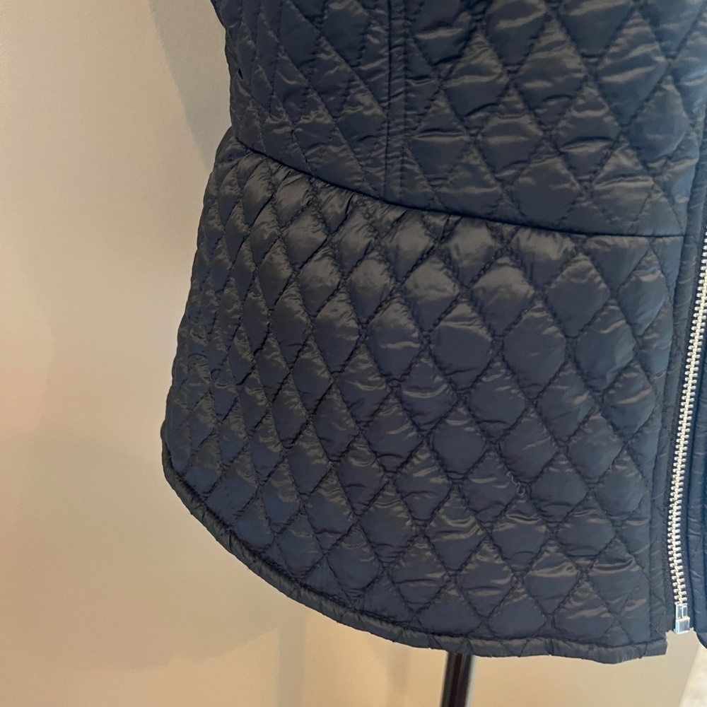 White House Black Market Women's Black Quilted Peplum Vest, Size Large - Picture 13 of 13